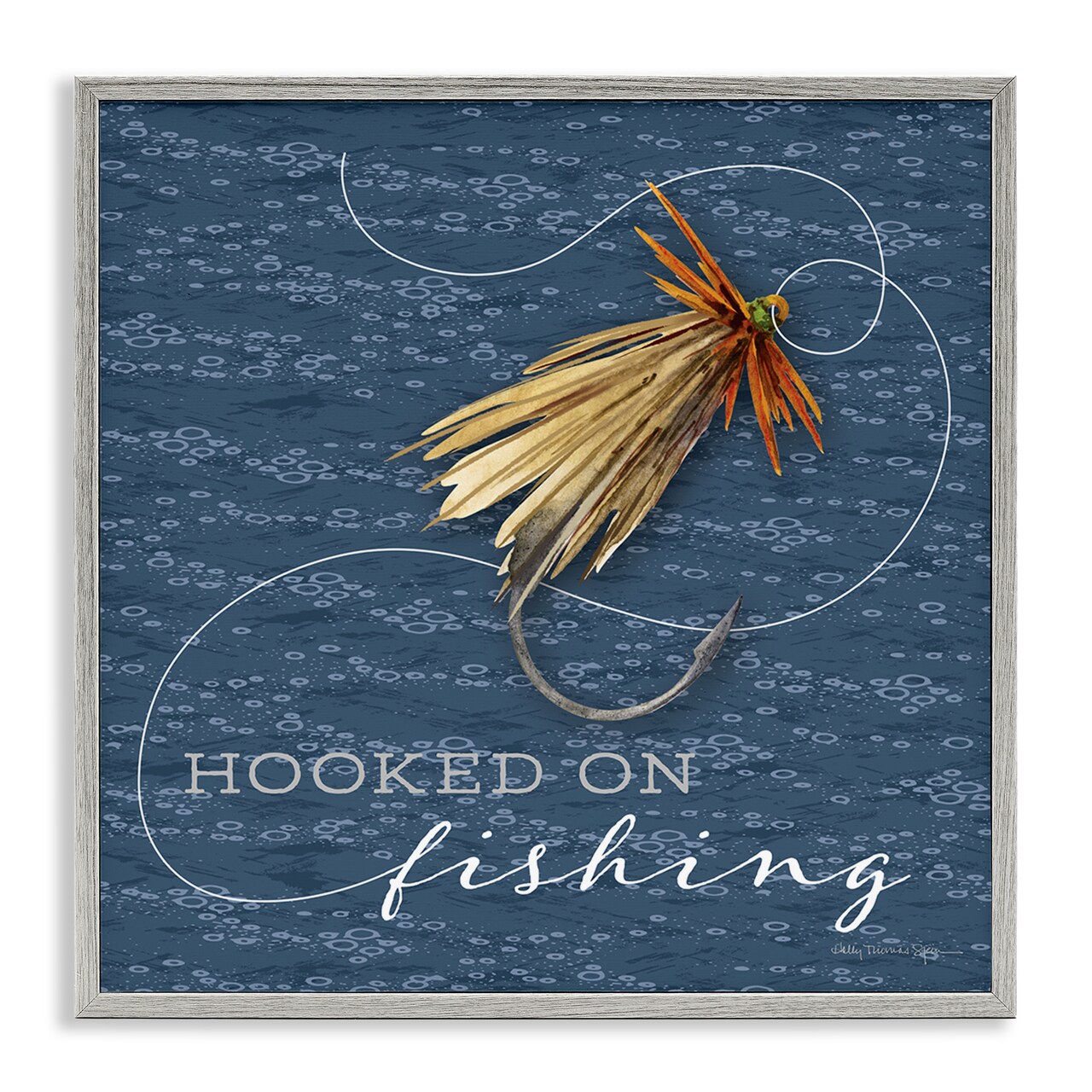 Stupell Industries Hooked On Fishing Hobby Framed Giclee By Holly Thomas Stein